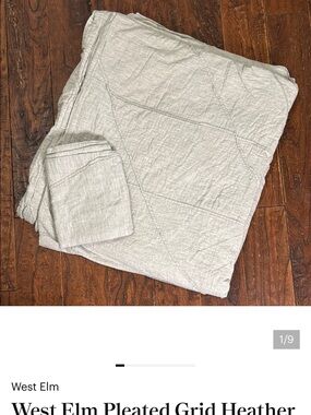 ISO West Elm Geometric Grid organic cotton Duvet cover King/Cal King WHITE